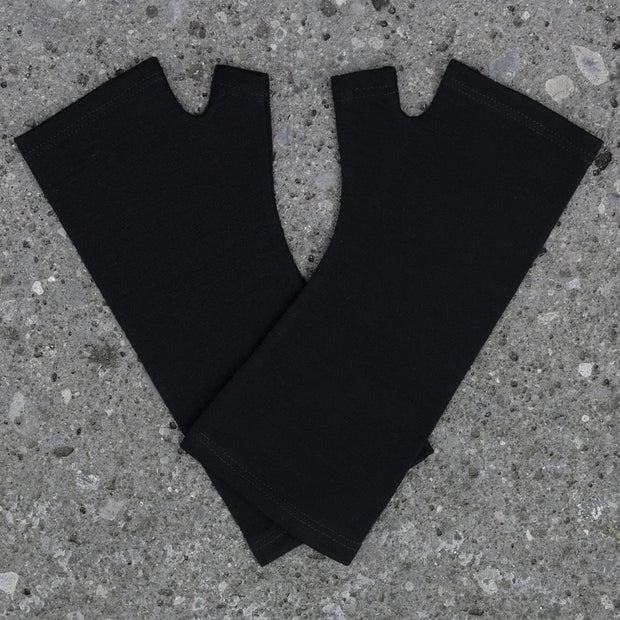 Merino Fingerless Gloves - Standard Length Black