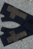 Merino Fingerless Gloves - Standard Length Bronze Cross
