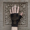 Merino Fingerless Gloves - Hobo Length Black Cross Bronze