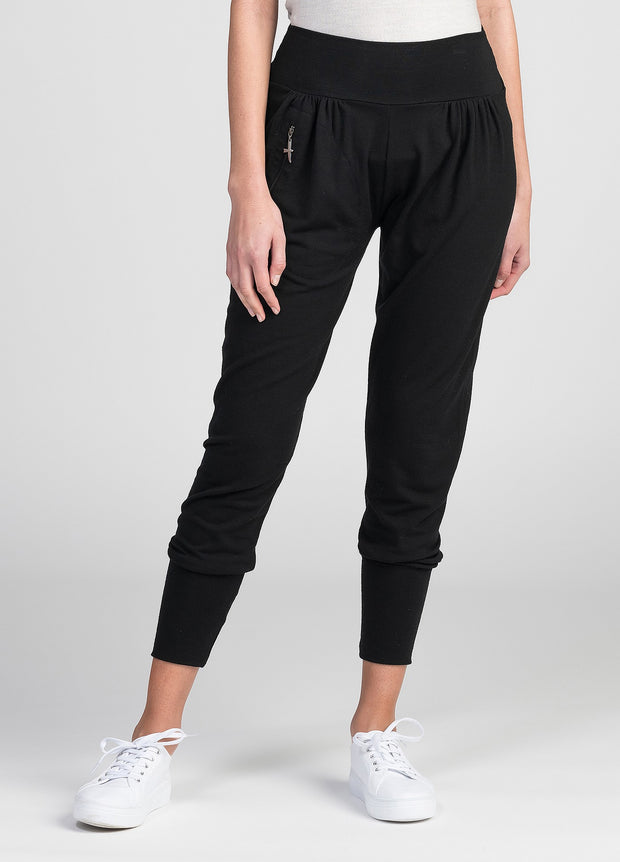 Womens Slouchy Zip Pants - Black