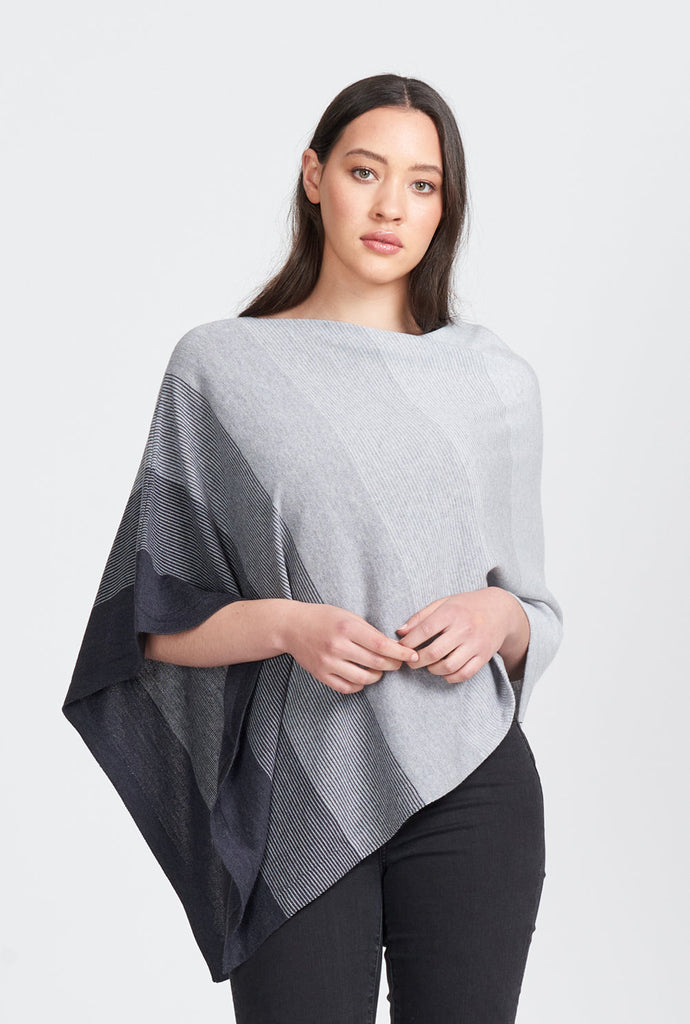 Womens Graduated Stripe Poncho