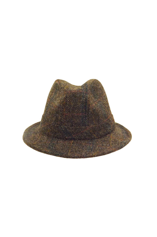 English Wool Tweed Trilby - Olive-Hills Hats-Te Huia New Zealand