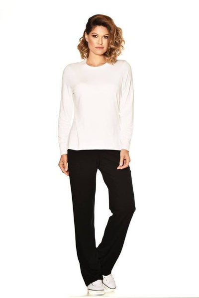 Womens MicroModal Easy Fit Long Sleeve Crew White 9497