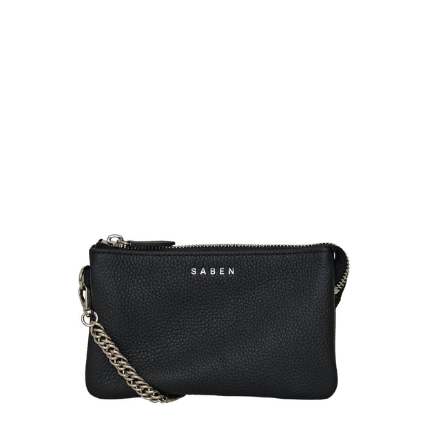 Lily Mini Crossbody Bag - Black - Silver Chain