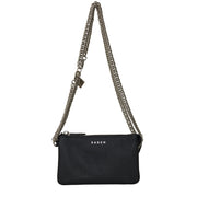 Lily Mini Crossbody Bag - Black - Silver Chain