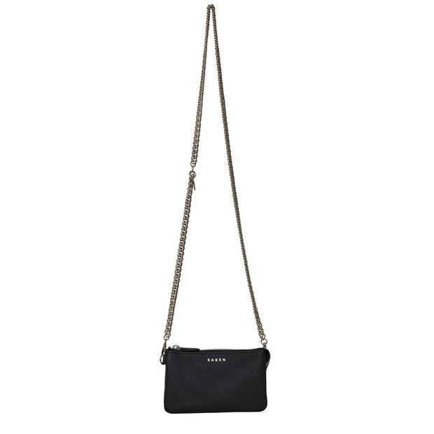 Lily Mini Crossbody Bag - Black - Silver Chain