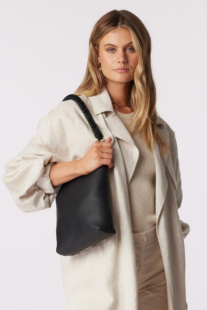 Claudette Crossbody Bag - Black + Knotted Handle