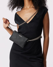 Lily Mini Crossbody Bag - Black - Silver Chain