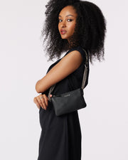 Lily Mini Crossbody Bag - Black - Silver Chain
