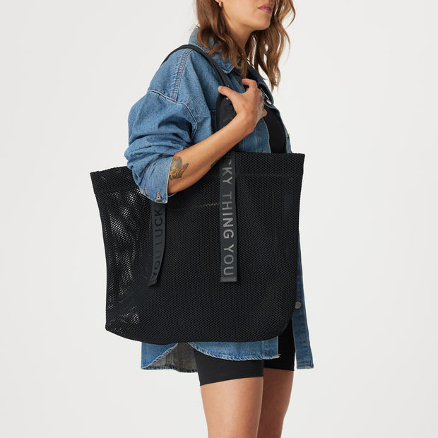 Lotus Tote - Black Mesh